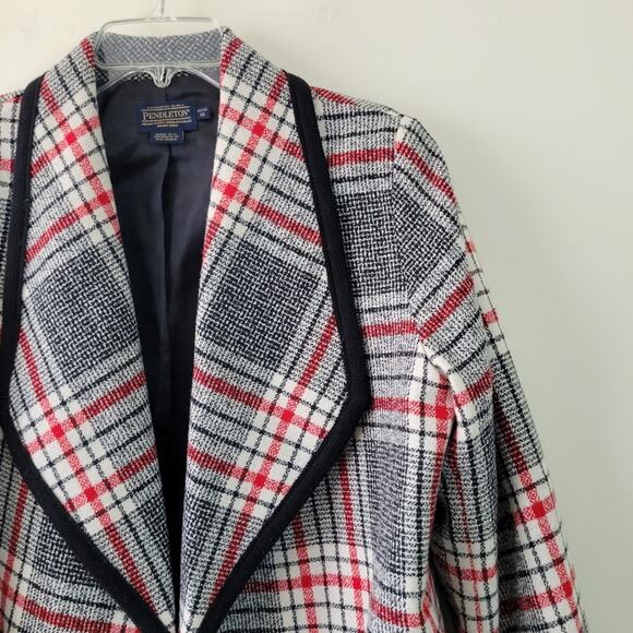 PENDLETON Wrap Jacket Open Front Plaid Wool 12P Petite - Picture 3 of 7